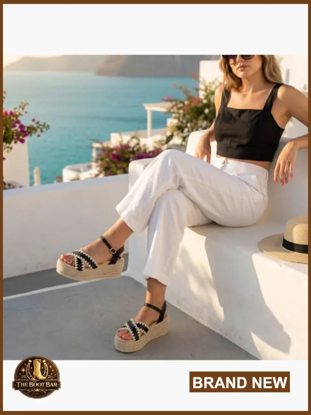 Woven Espadrille Platform Sandals Open Toe Adjustable Ankle Strap Women's